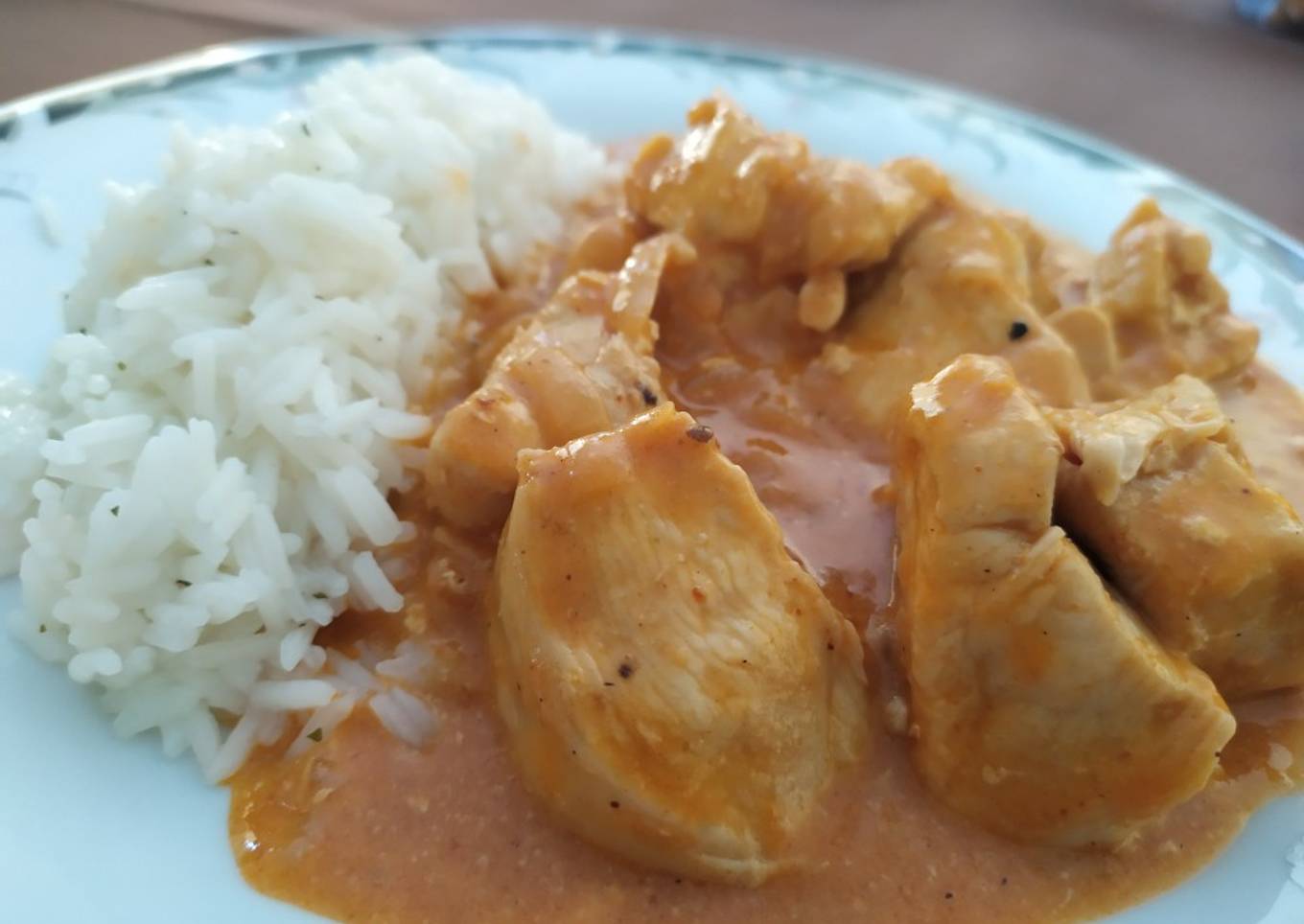 Pollo al curry rojo con arroz basmati, superfácil!