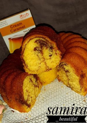 عکسی از دستور کیک با طعم کرم کارامل