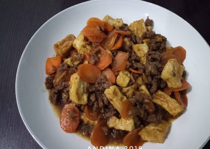 Resep Tahu Kecap Daging Cincang oleh Andina Puspita - Cookpad