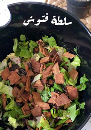 صورة لوصفة سلطة فتوش الباذنجان 🍆🥒🍅