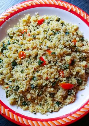 A picture of Steamed Rice and Moringa.