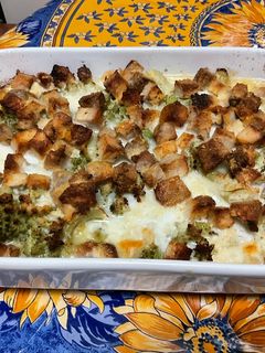Une photo de Flan de chou romanesco au porc et parmesan