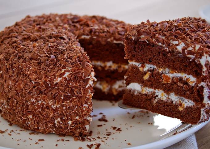 My Favorite! Chocolate Cake covered with Chocolate Shaving Curls