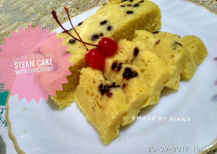 Cheese corn steam cake with chocochip
