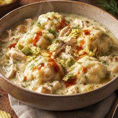 A picture of Frank’s Dill Pickle Chicken & Dumplings.
