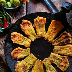 Pumpkin flower fritters A picture of Pumpkin flower fritters.