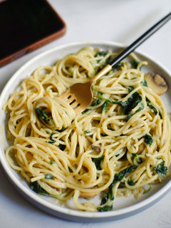 Foto resep Spaghetti With Spinach & Mushroom