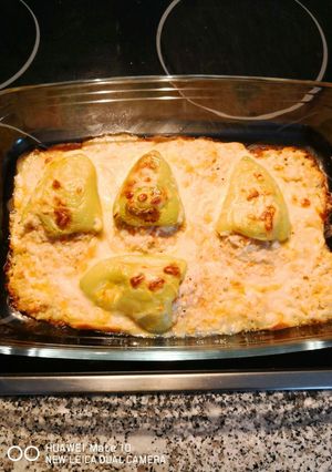 Una foto de Pimientos verdes rellenos de surimi y gambas