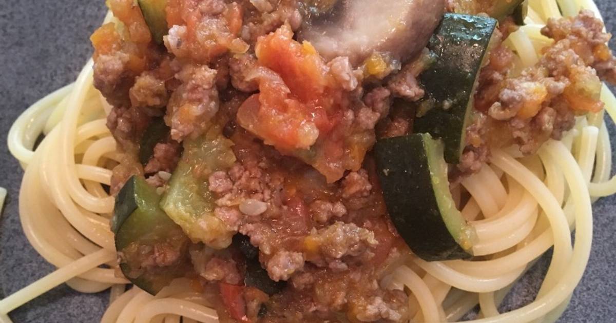 Spaghetti Zucchini Bolognese Recipe by mimi rin - Cookpad