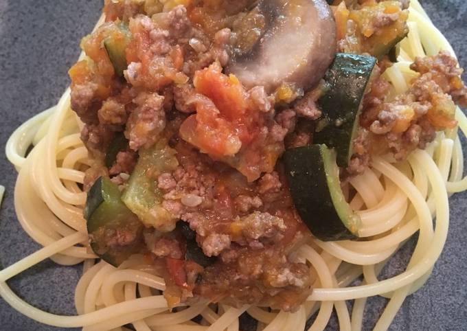 Spaghetti Zucchini Bolognese