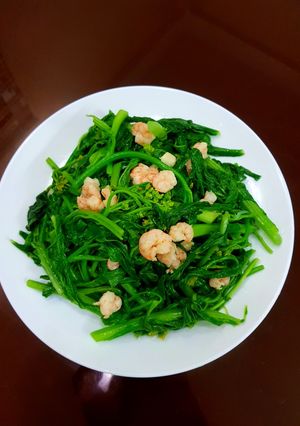 Hình của món Cải ngồng xào tôm.