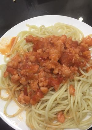 Hình của món Mì ý sốt tôm băm🦐.