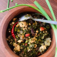 A picture of Pyaz ka Saag (spring onion) Tarkari.