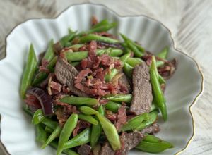Gambar Stir Fry French Bean, Beef Slice & Streaky Beef | Lauk Lunch Sihat Keto