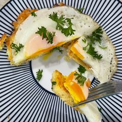 A picture of Rice Pancake (Topped with a Sunny Side Up Egg) 🍳.