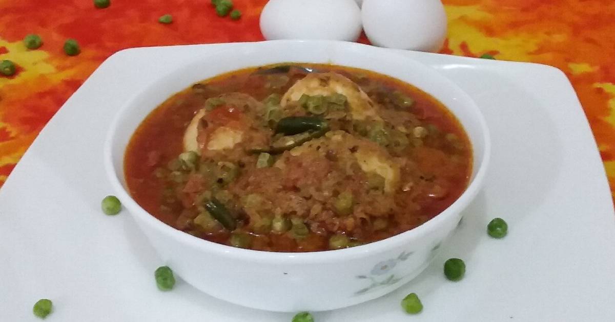 Anda mattar gravy (Egg Peas curry) Recipe by Man o Salwa By Neelam