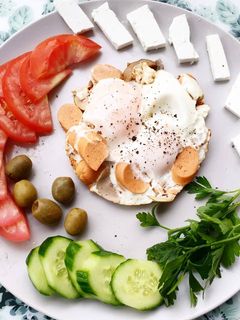 รูปของ Veggie Sausage with Eggs Salad (Non-Oil)