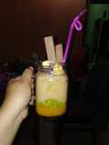 Mango avocado smoothies tea with choco chips tango and crunch