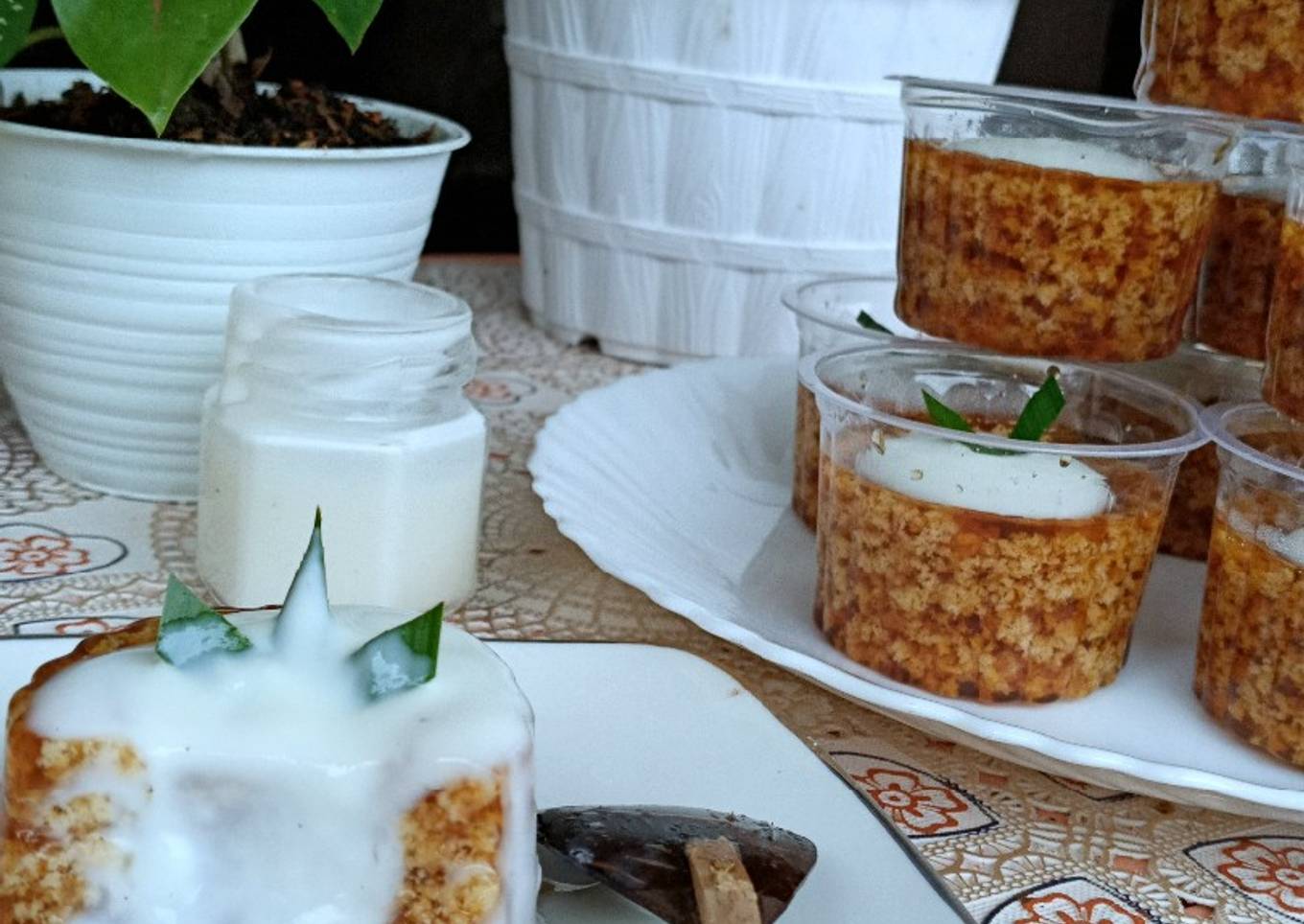 Puding Lumut Gula Merah(vla susu,tanpa santan)