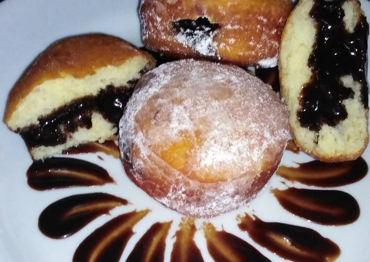 Chocolate filled donut buns