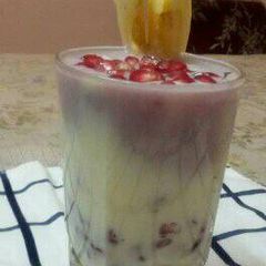 Fruity apple pomegranate milk shake A picture of Fruity apple pomegranate milk shake.