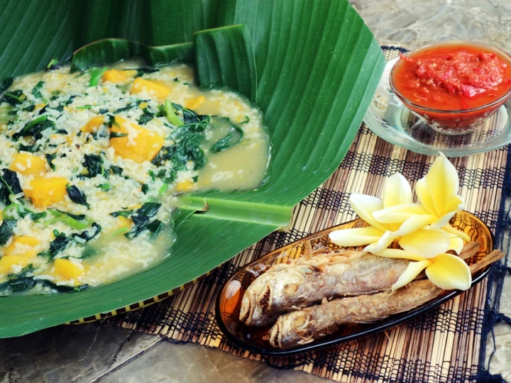 Cara Gampang Membikin Resep Bubur Manado Daun Gedi dan Labu Kuning yang Uenak Anti Ribet, Sempurna