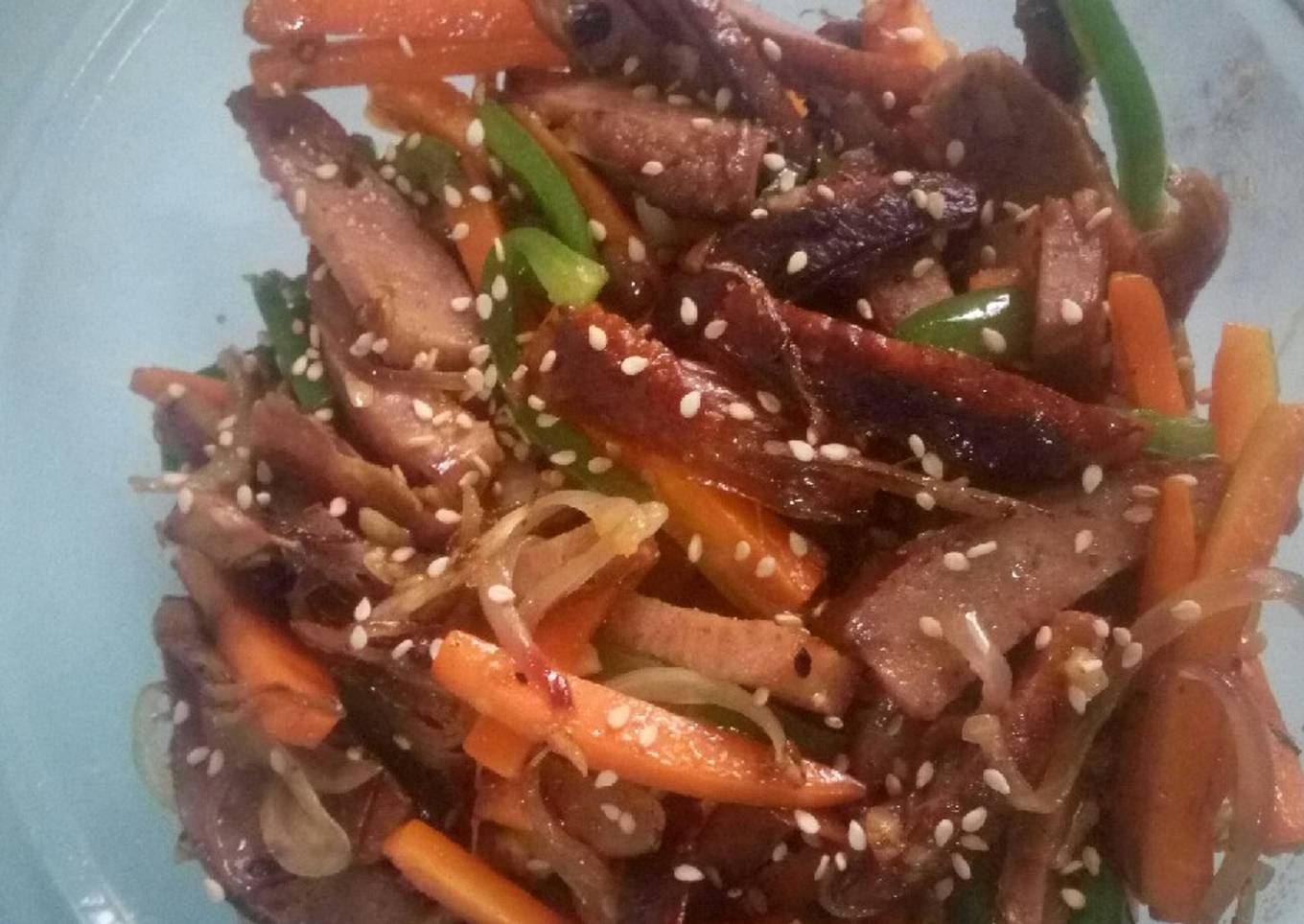Stir-fried sausage veggies
