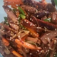 A picture of Stir-fried sausage veggies.