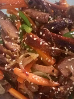 A picture of Stir-fried sausage veggies.