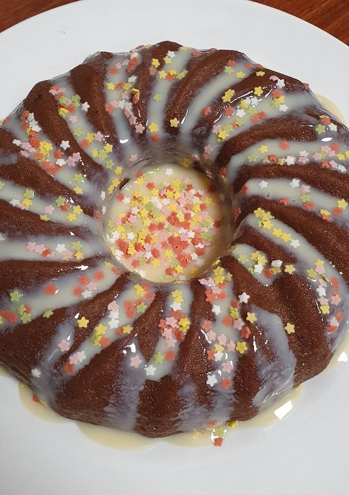 Una foto de Pudding de chocolate en el microondas