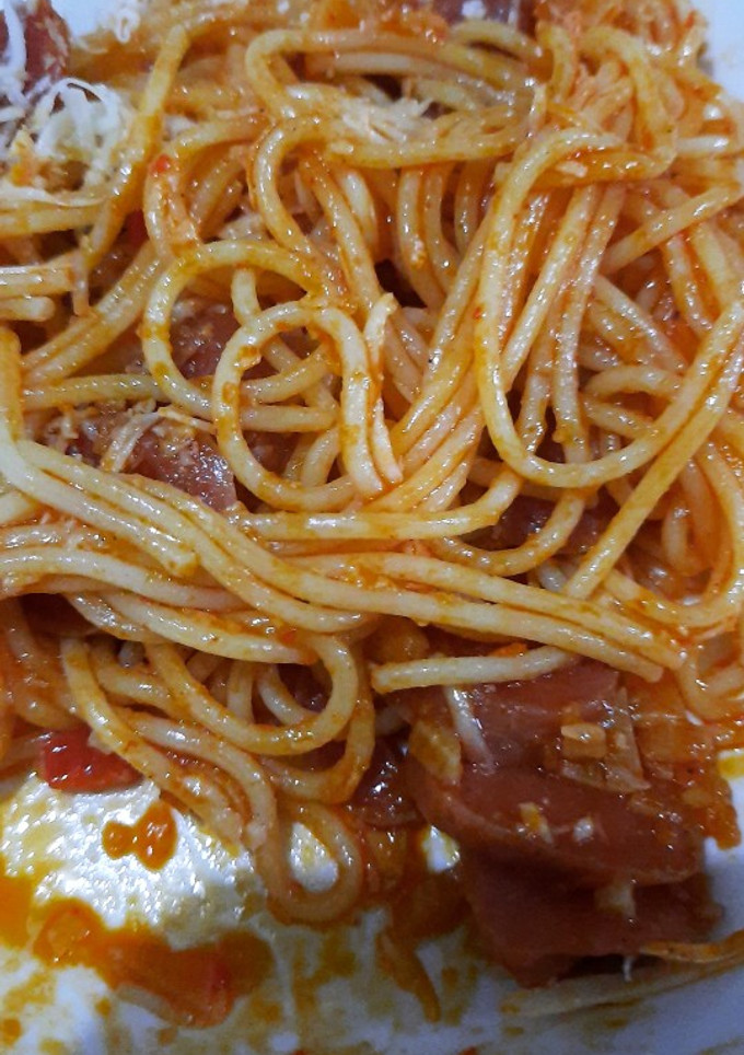 Foto resep Spagheti saos topping sosis & keju
