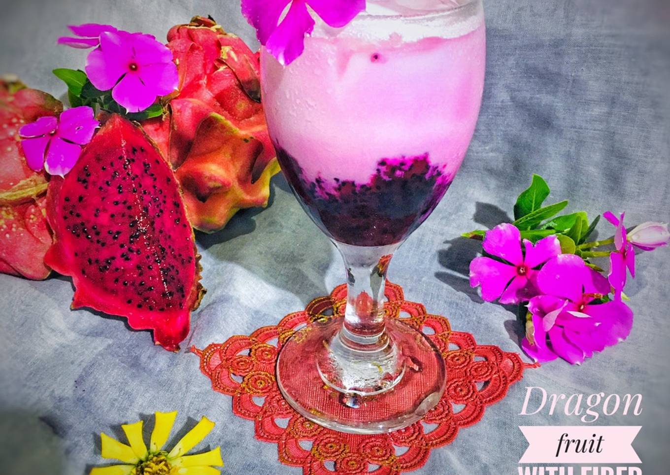 Cara Gampang Membuat Dragon Fruit With Fiber Creme yang Menggugah Selera