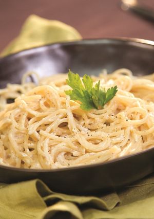 Una foto de Espaguetis al queso de Tronchón