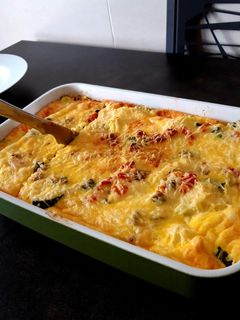 Una foto de Pastel de coliflor, calabaza y calabacín