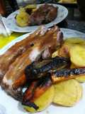 Costillas de cerdo a la BBQ con verduras asadas