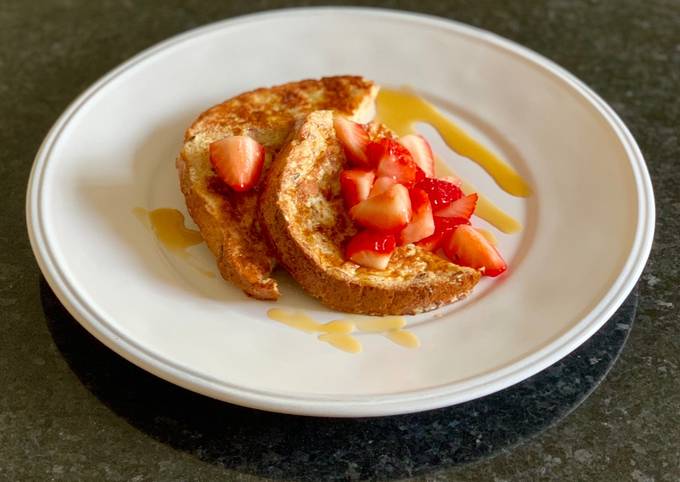 Easiest Way to Make Perfect Eggy bread with strawberries and maple syrup