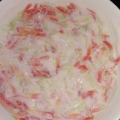A picture of Carrot and cucumber raita.