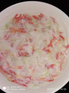 A picture of Carrot and cucumber raita.