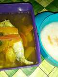 Mpasi bubur wortel kua asam ikan katombo