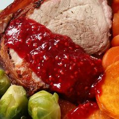 A picture of Vickys Roast Pork with Raspberry Sauce, GF DF EF SF NF.