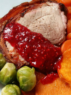 A picture of Vickys Roast Pork with Raspberry Sauce, GF DF EF SF NF.