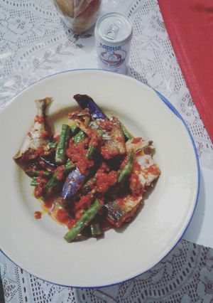Foto resep Balado ikan asin+terong+kacang panjang 😉😊