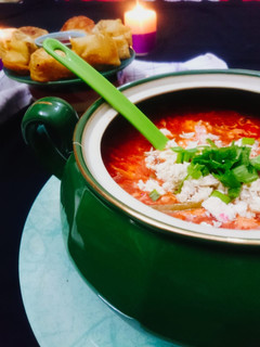 A picture of Hot_n_Sour_SoupWith Fried_Wonton.
