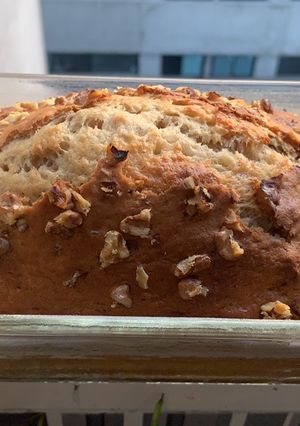 Una foto de Budín de banana y nueces