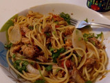 Espagueti con sardina a la mexicana