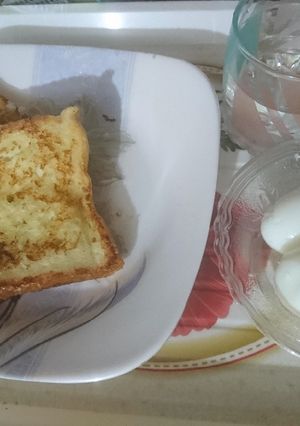 A picture of Boil egg and French toast. Breakfast.