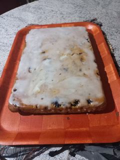 Una foto de Stollen kuchen pan dulce navideño Alemán.🇩🇪