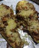 Zucchinni relleno (pollo, Roquefort y champiñones)