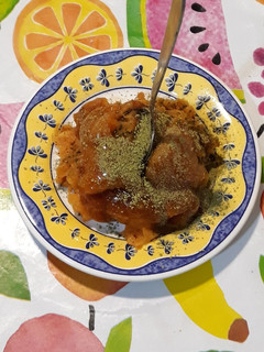 Una foto de Boniato al horno con miel y té matcha