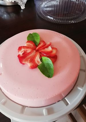 Una foto de Gelatina cremosa de fresa